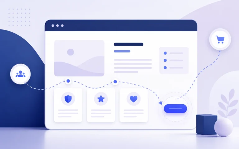 تكوين تجريدي لواجهة موقع ومسار واضح لاتخاذ إجراء / Abstract website interface and conversion path