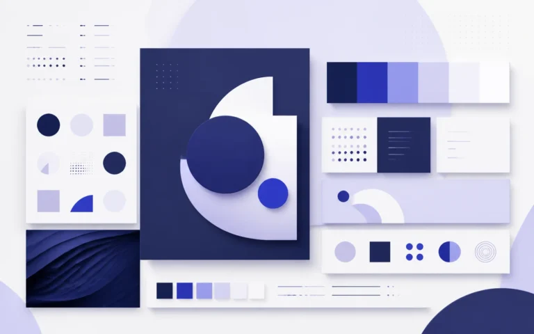 تكوين تجريدي يرمز إلى بناء الهوية البصرية / Abstract visual identity system composition